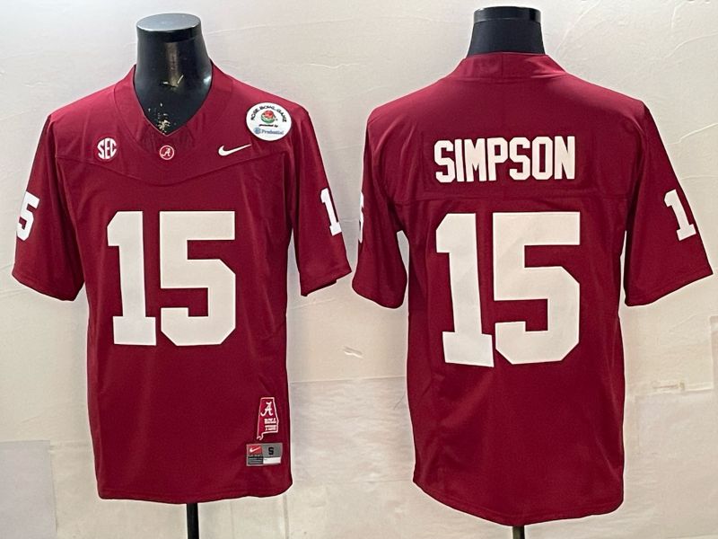 Men Alabama Crimson Tide #15 Simpson red Nike 2026 NCAA Jersey 01